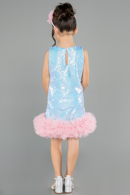 Robe de Soirée Enfants Courte Bleu ABK2574