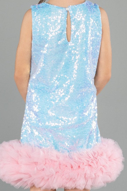 Robe de Soirée Enfants Courte Bleu ABK2574
