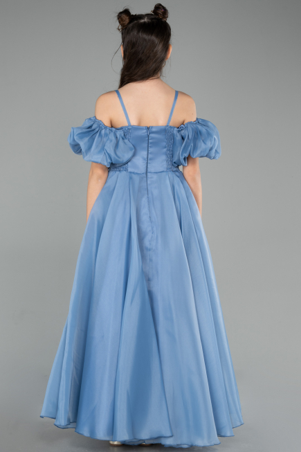 Robe de Soirée Enfants Longue Bleu ABU5912