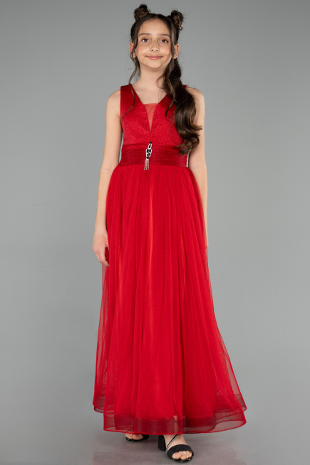 Robe de Soirée Enfants Longue Rouge ABU2447