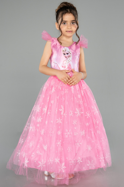 Robe de Soirée Enfants Longue Rose ABU5906