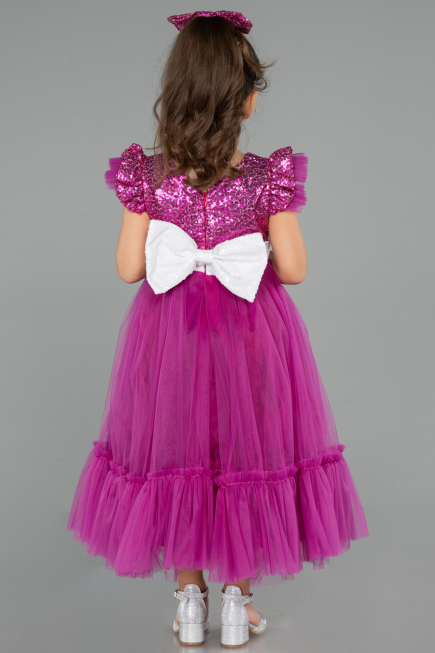 Robe de Soirée Enfants Longue Fushia ABU4033