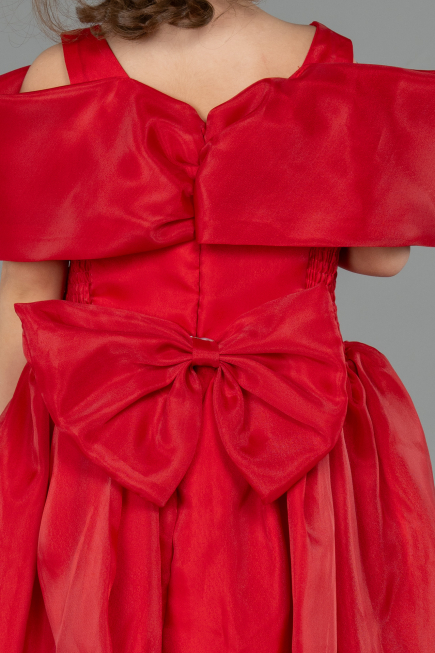 Robe de Soirée Enfants Devant Court Dos Long Rouge ABO107