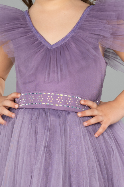 Robe de Soirée Enfants Longue Lavande ABU4239