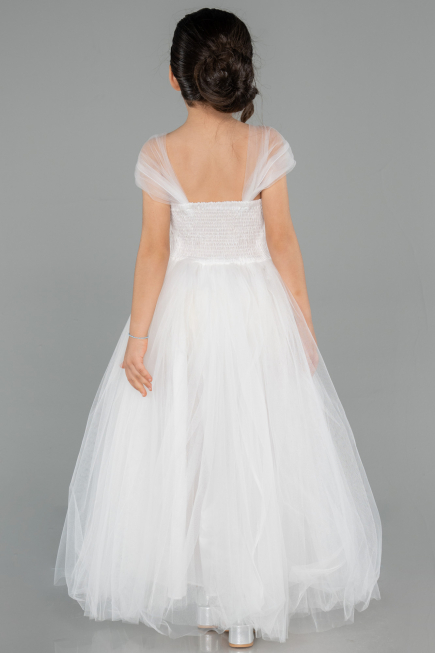 Robe de Soirée Enfants Longue Blanc ABU3566