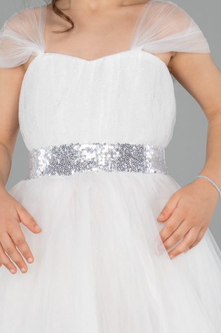 Robe de Soirée Enfants Longue Blanc ABU3566