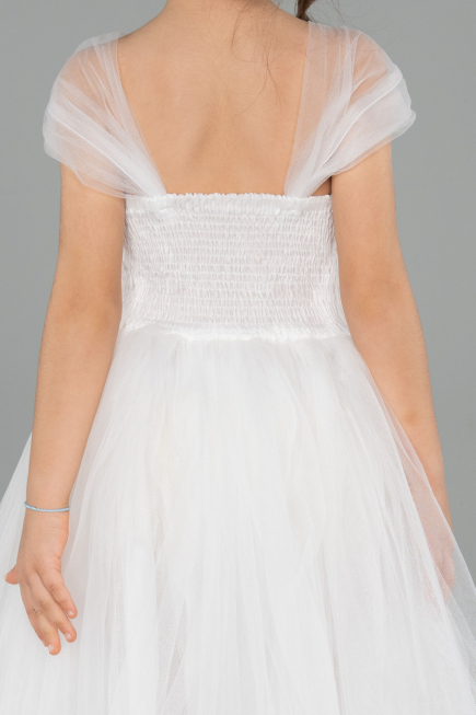 Robe de Soirée Enfants Longue Blanc ABU3566