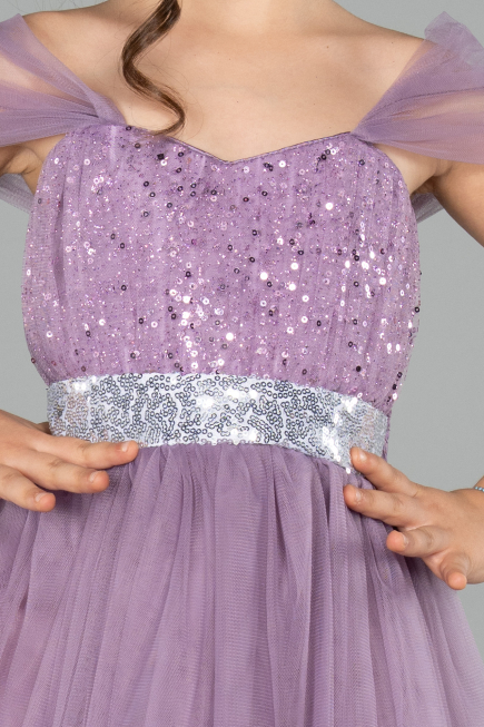 Robe De Soirée Enfants Longue Lavande ABU3566