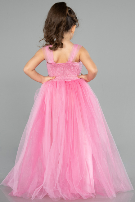 Robe de Soirée Enfants Longue Rose ABU3566