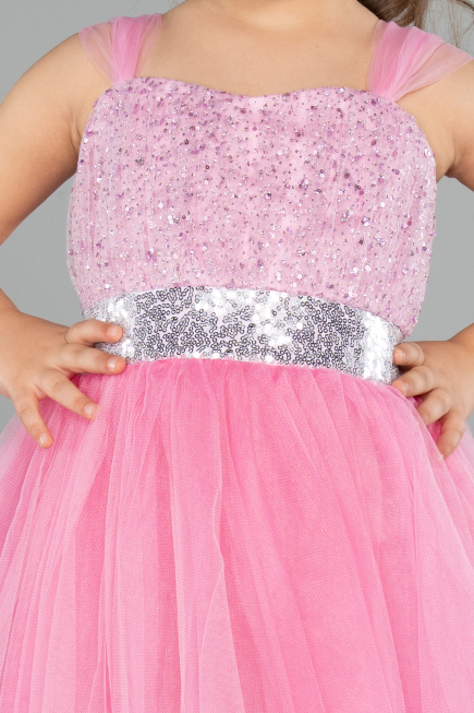 Robe de Soirée Enfants Longue Rose ABU3566