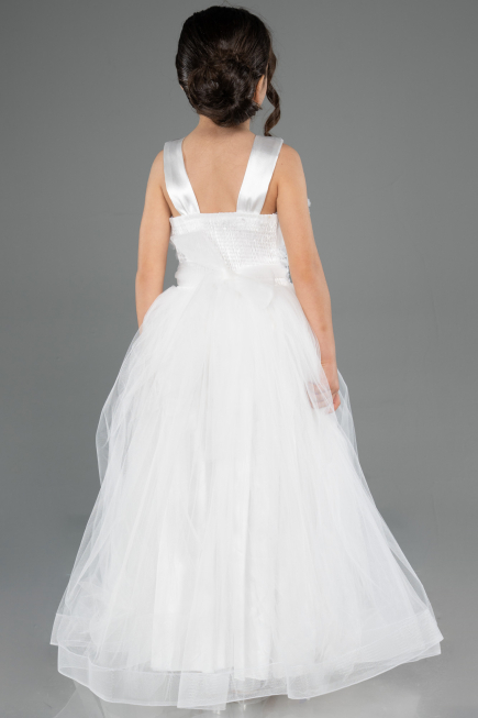 Robe de Soirée Enfants Longue Blanc ABU3909