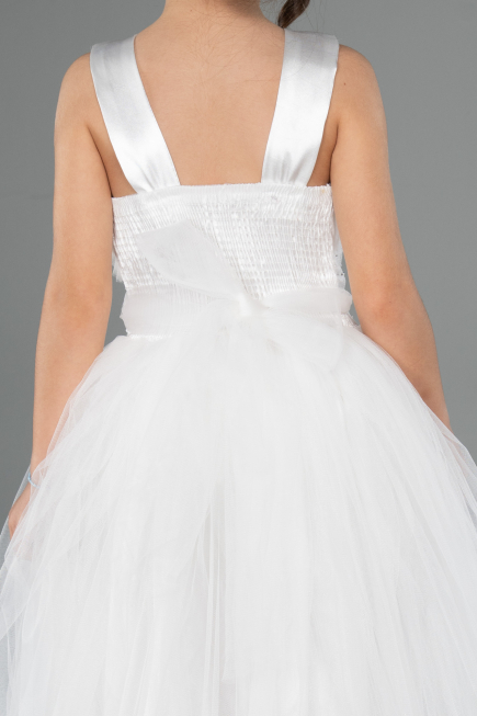 Robe de Soirée Enfants Longue Blanc ABU3909