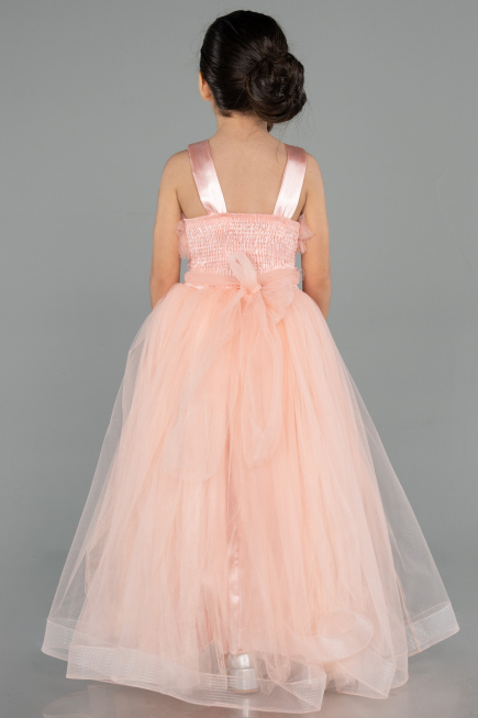 Robe de Soirée Enfants Longue Saumon ABU3909