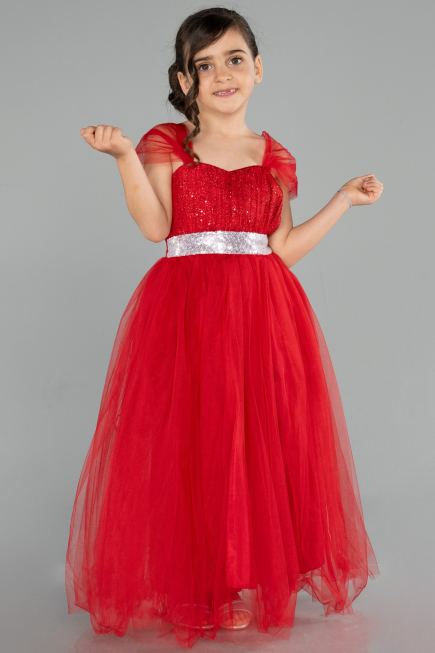 Robe de Soirée Enfants Longue Rouge ABU3566
