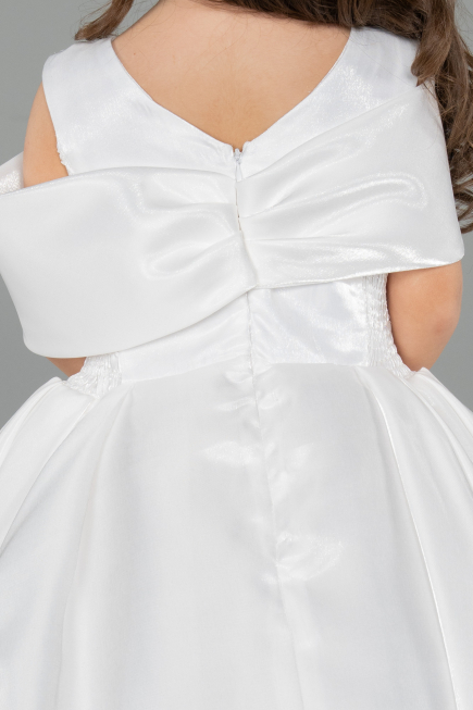 Robe de Mariage Pour Enfant Longue Satin Blanc ABG172