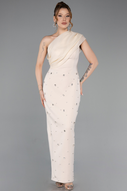 Robe De Cérémonie Midi Beige ABK2337