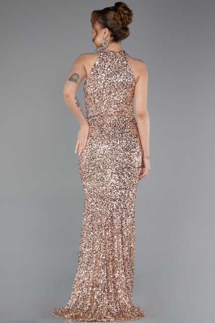 Robe De Soirée Squameuse Longue Or ABU5135