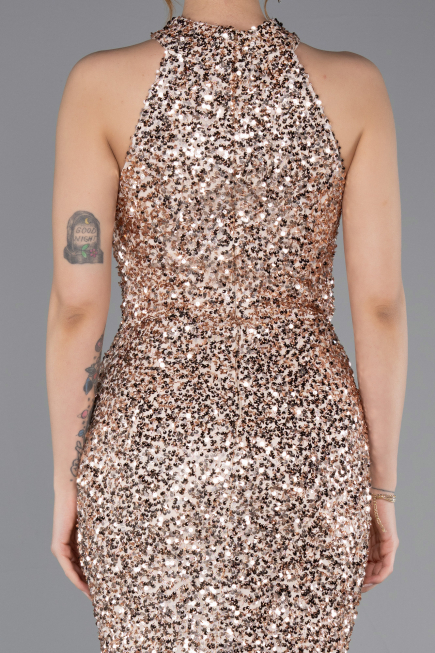 Robe De Soirée Squameuse Longue Or ABU5135