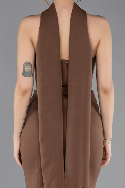Robe Queue De Poisson Longue Brun ABU5566