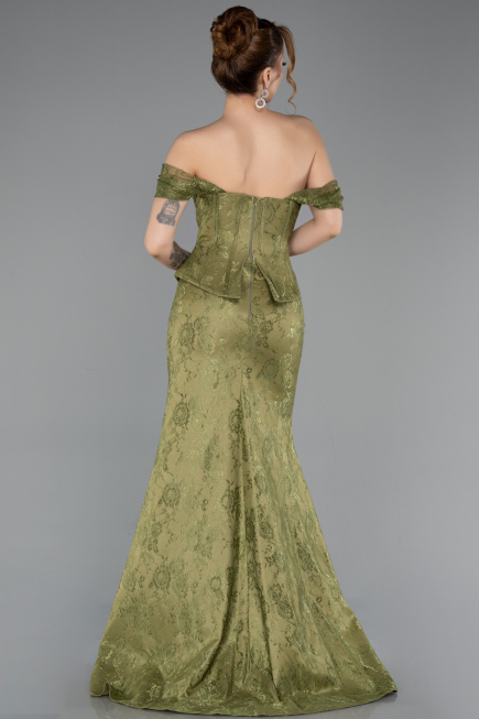 Robe de Soirée Longue Dantelle Kaki ABU5609
