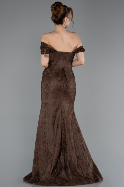 Robe De Soirée Dantelle Longue Brun ABU5609