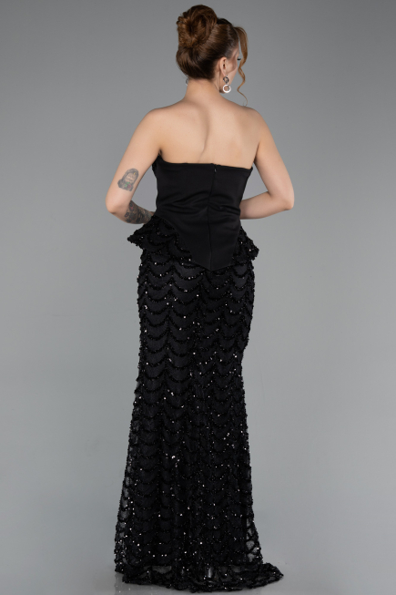 Robe de Soirée Longue Squameuse Noir ABU5919
