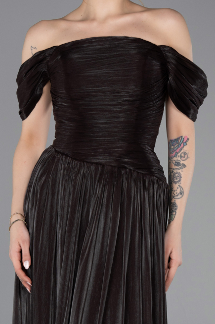 Robe de Soirée Longue Mousseline Brun ABU5920
