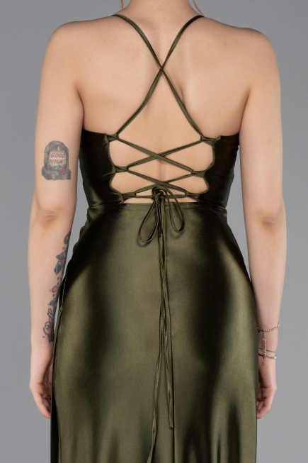 Robe De Soirée Longue Kaki Foncé ABU3247