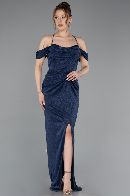 Robe de Soirée Longue Bleu Marine ABU5925