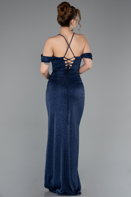 Robe de Soirée Longue Bleu Marine ABU5925
