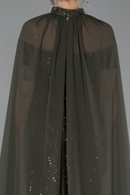 Robe de Soirée Longue Perlé Kaki ABU5915