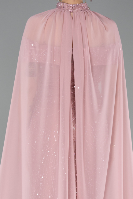Robe de Soirée Longue Perlé Poudre ABU5915