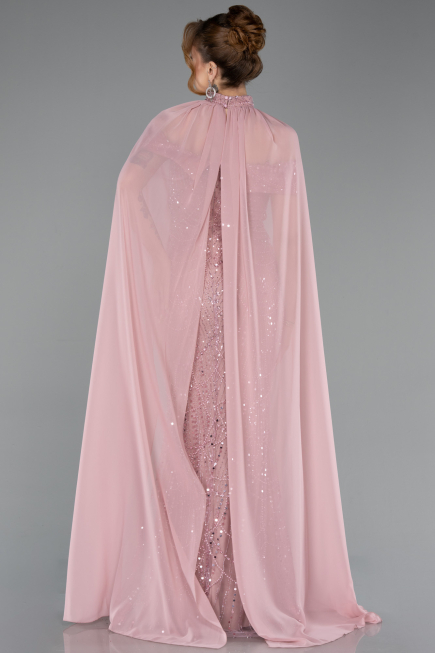 Robe de Soirée Longue Perlé Poudre ABU5915
