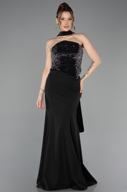 Robe Queue de Poisson Longue Noir ABU5924