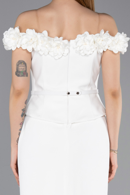 Robe de Cérémonie Midi Blanc ABK2583