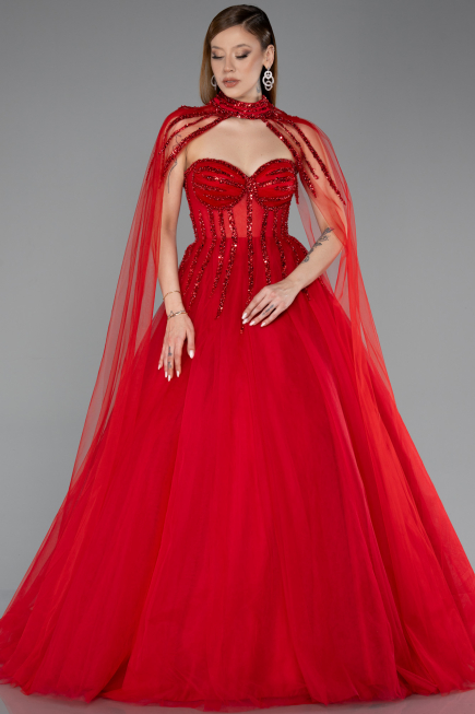 Robe de Soirée Longue Rouge ABU5935