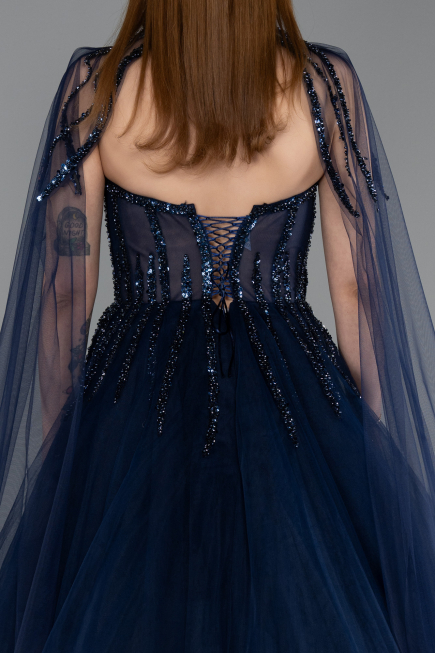 Robe de Soirée Longue Bleu Marine ABU5935