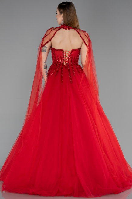 Robe de Soirée Longue Rouge ABU5935