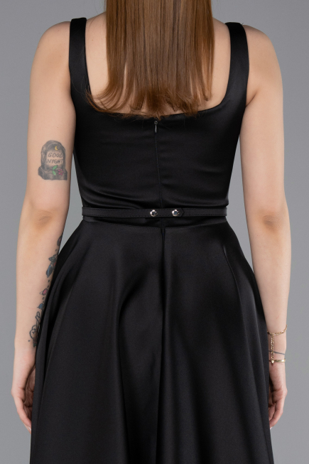 Robe de Cérémonie Midi Satin Noir ABK2586