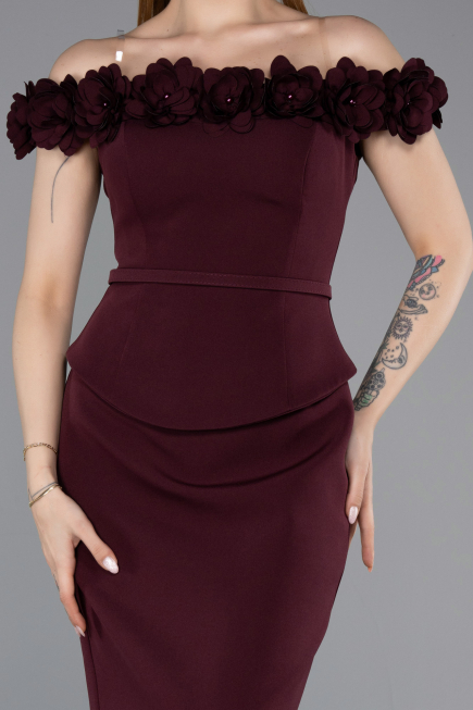Robe de Cérémonie Midi Couleur Cerise ABK2583