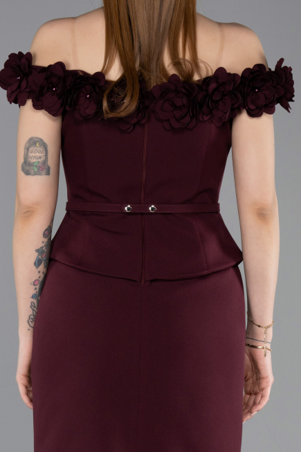 Robe de Cérémonie Midi Couleur Cerise ABK2583