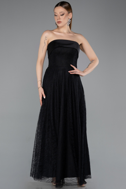 Robe de Soirée Longue Dantelle Noir ABU5943