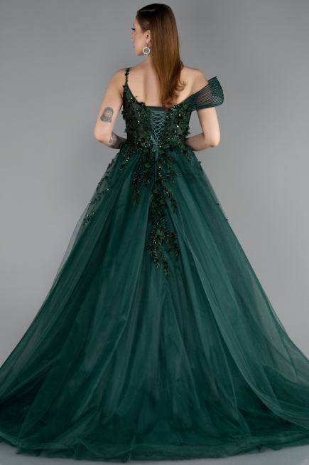 Robe De Soirée De Créateur Longue Émeraude ABU5960