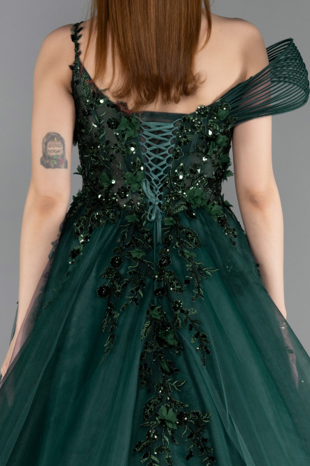 Robe De Soirée De Créateur Longue Émeraude ABU5960
