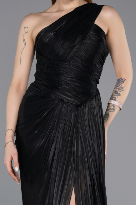 Robe de Soirée Longue Mousseline Noir ABU5946
