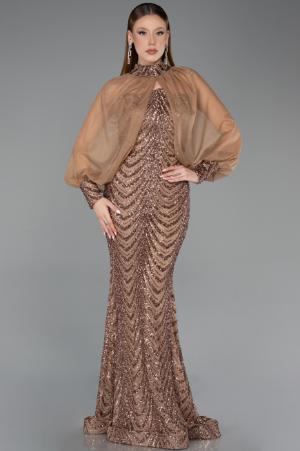 Robe Queue de Poisson Longue Squameuse Cuivre ABU5947