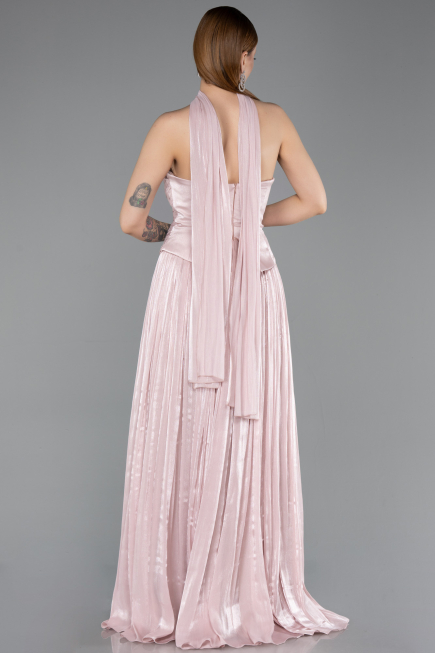 Robe de Soirée Longue Mousseline Poudre ABU5957