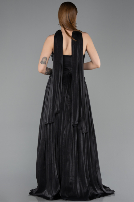 Robe de Soirée Longue Mousseline Noir ABU5957