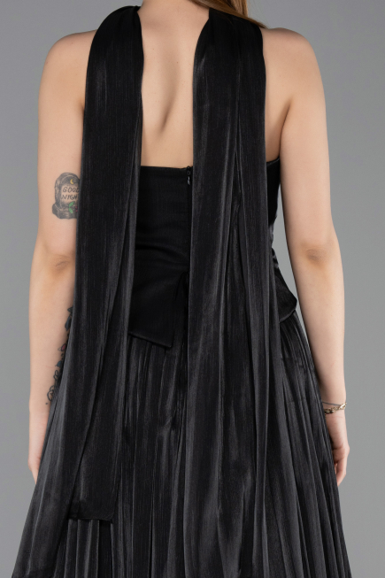 Robe de Soirée Longue Mousseline Noir ABU5957