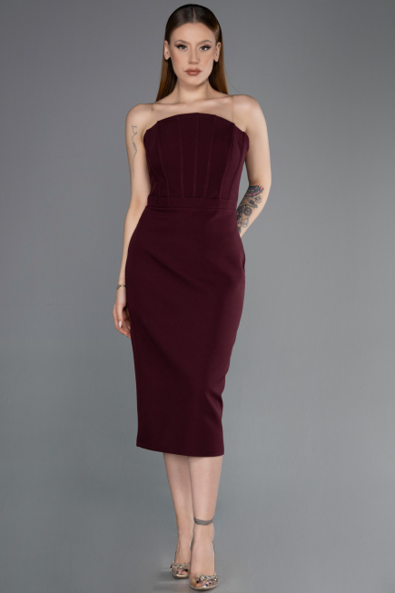 Robe De Soirée Midi Couleur Cerise ABK2588